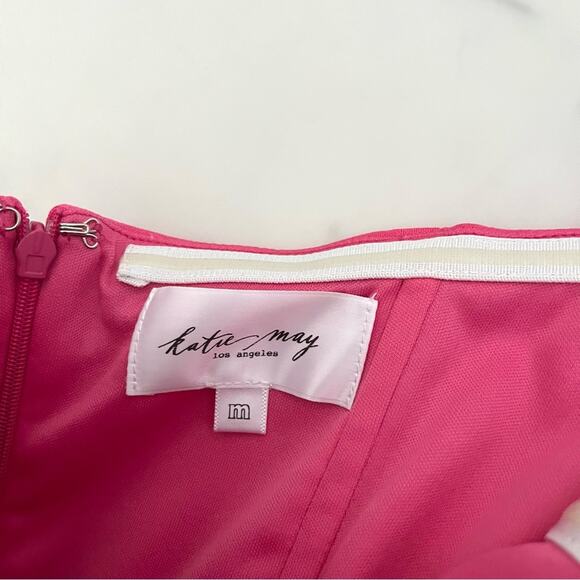 Katie May Rowan Dress Sz M Pink Punch cocktail gown Summer sweetheart corset - Picture 3 of 11